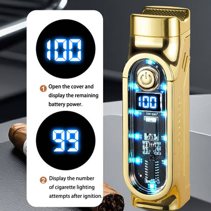 Accendino per sigari a triplo getto con indicatore digitale di potenza e perforatore per sigari. - image 6