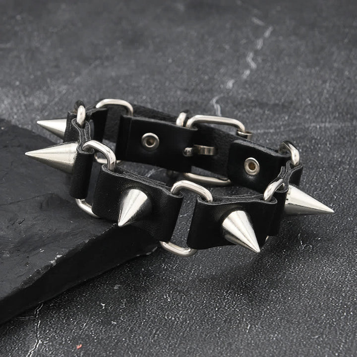 Bracciale in pelle sintetica PU con borchie, stile gotico punk heavy metal - Rivetto - image 4