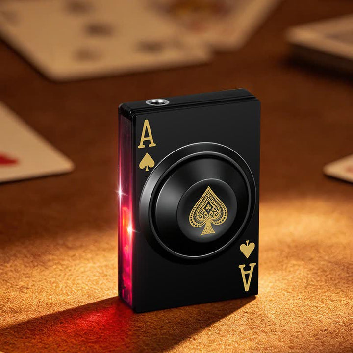Accendino a butano antistress con asso reale girevole e luce LED - Nero - image 9