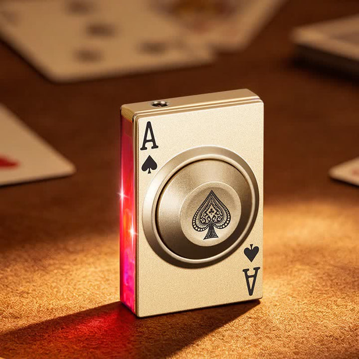 Accendino a butano antistress con asso reale girevole e luce LED - Oro - image 2