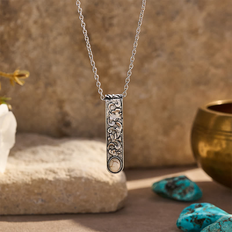 Collana vintage con barretta turchese incisa - Bianco - image 3