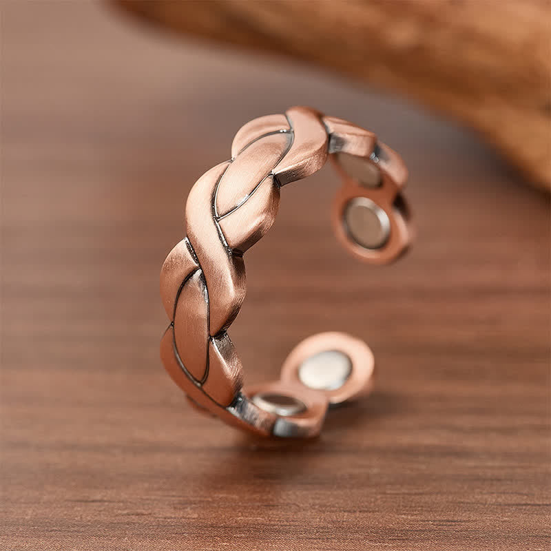 Set di bracciale e anello magnetico intrecciati in rame puro - Squillo - image 4
