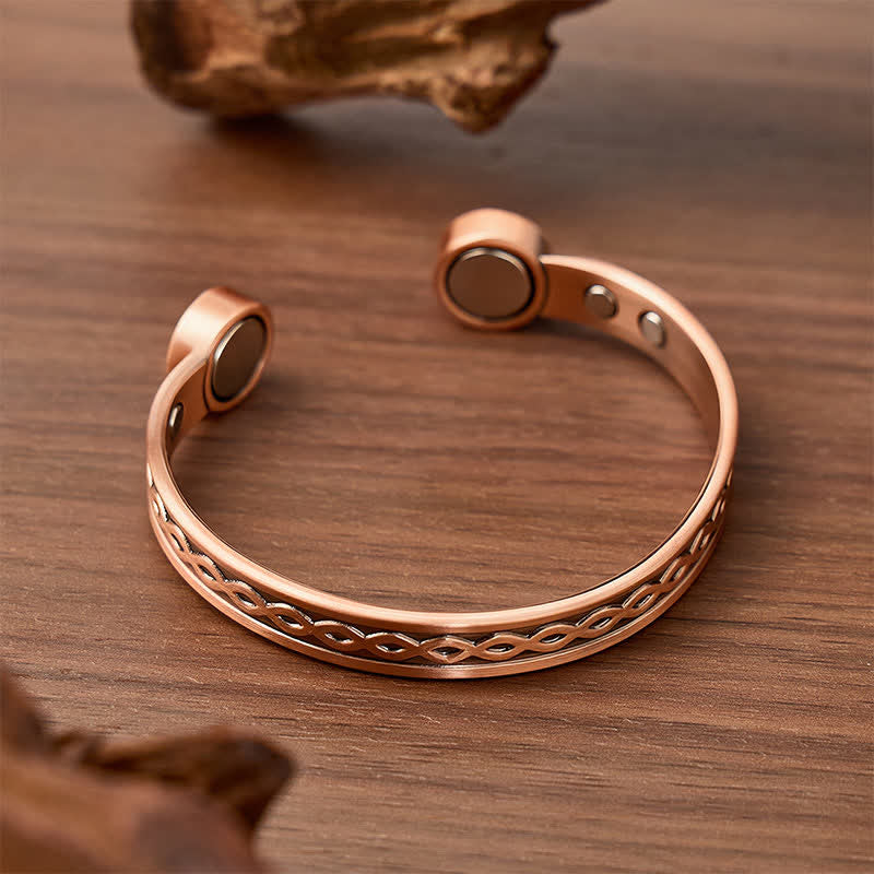 Bracciale rigido magnetico sottile in rame con treccia a infinito - image 3