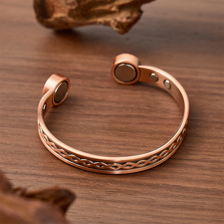 Bracciale rigido magnetico sottile in rame con treccia a infinito - image 3