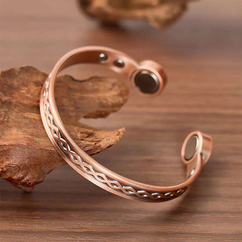 Bracciale rigido magnetico sottile in rame con treccia a infinito - image 2