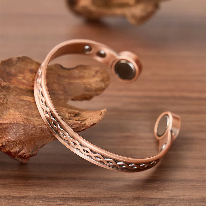 Bracciale rigido magnetico sottile in rame con treccia a infinito - image 2