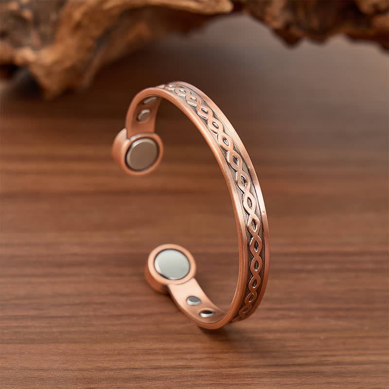 Bracciale rigido magnetico sottile in rame con treccia a infinito - Bronzo Rosso - image 0