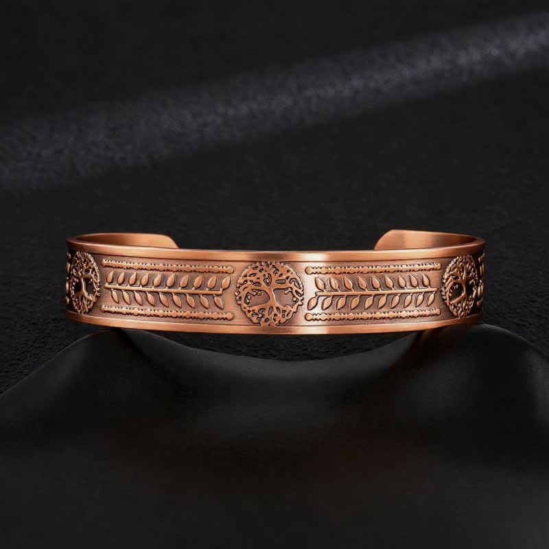 Bracciale rigido regolabile con magneti in rame e nodi celtici e albero della vita - Stile n. 11 - image 13