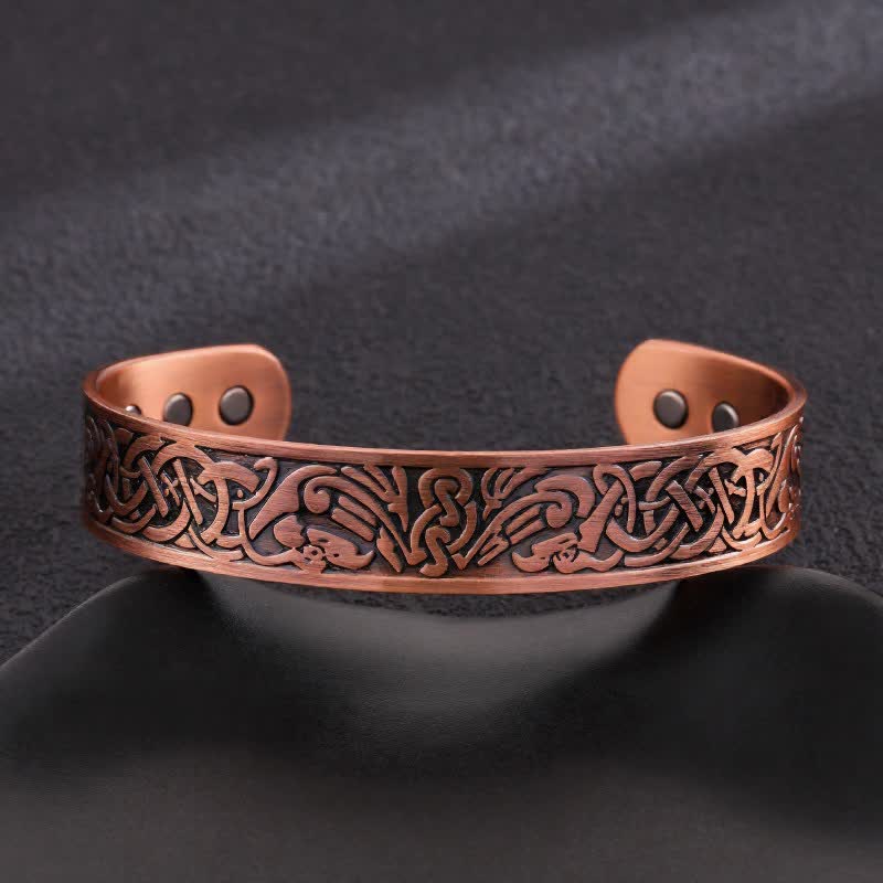 Bracciale rigido regolabile con magneti in rame e nodi celtici e albero della vita - Stile n. 5 - image 7