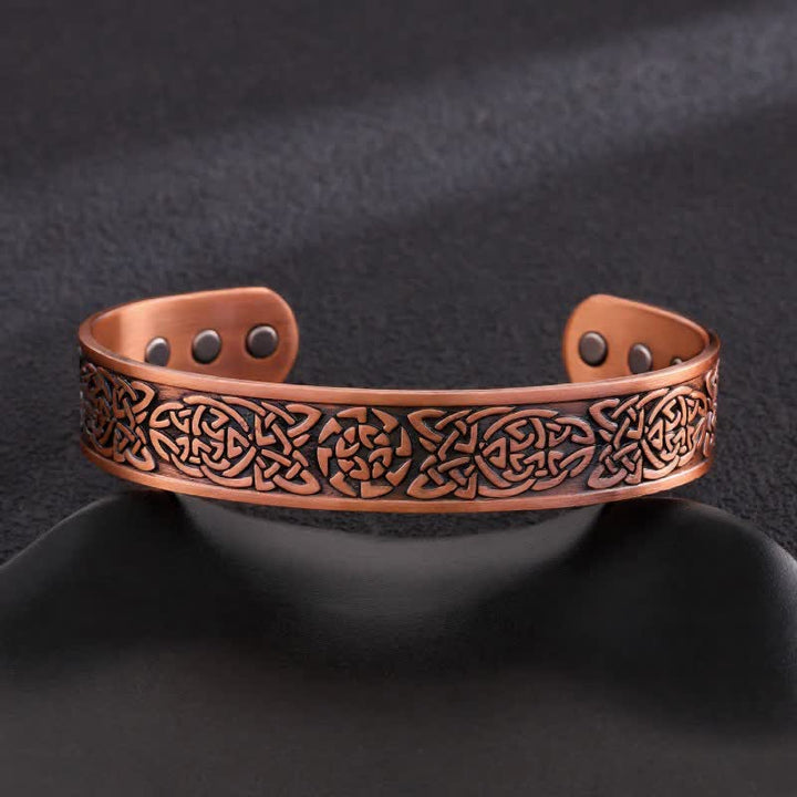 Bracciale rigido regolabile con magneti in rame e nodi celtici e albero della vita - Stile n. 8 - image 10