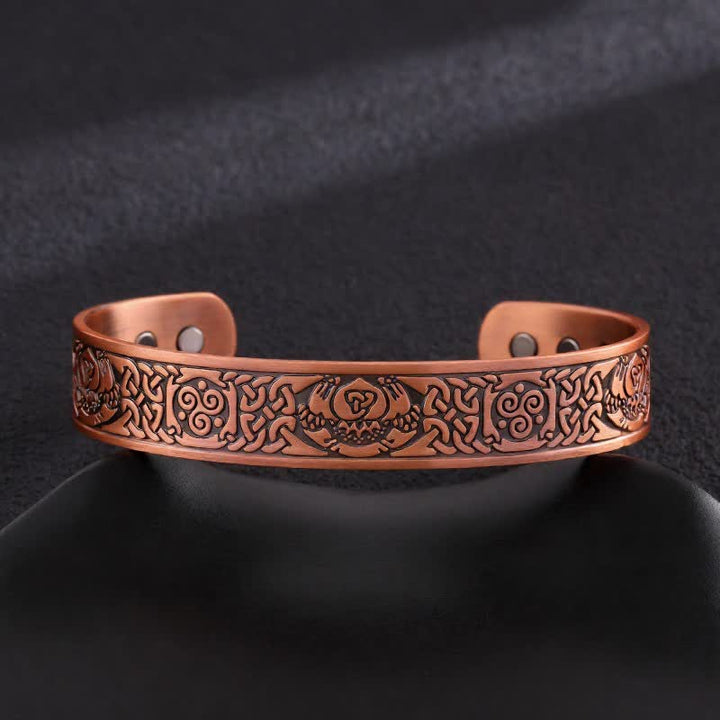 Bracciale rigido regolabile con magneti in rame e nodi celtici e albero della vita - Stile n. 4 - image 6