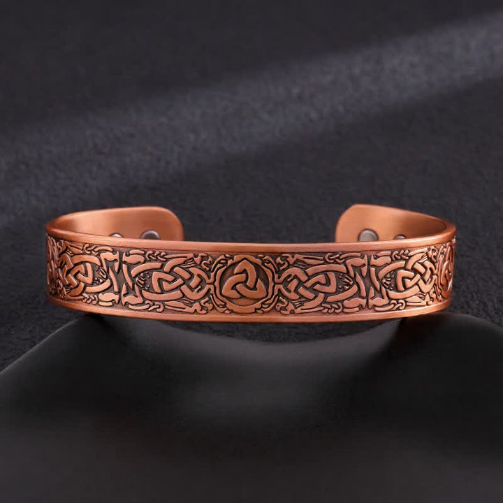 Bracciale rigido regolabile con magneti in rame e nodi celtici e albero della vita - Stile n. 7 - image 9