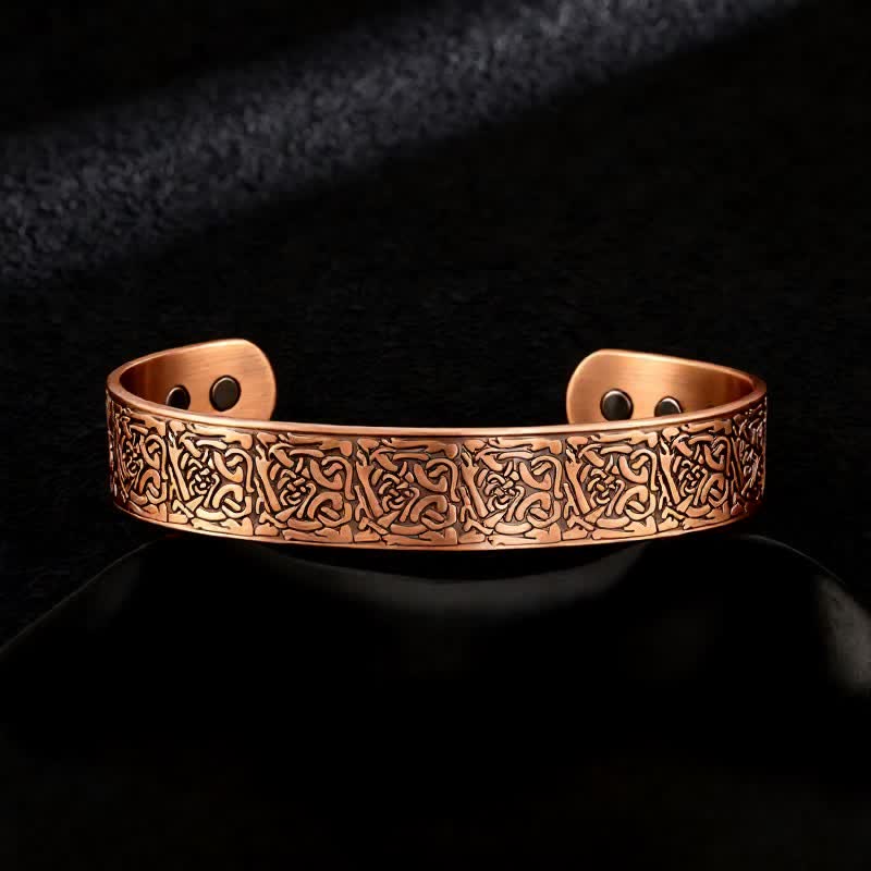Bracciale rigido regolabile con magneti in rame e nodi celtici e albero della vita - Stile n. 13 - image 15