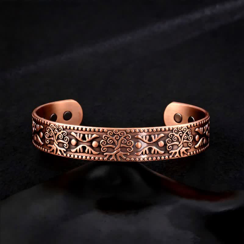 Bracciale rigido regolabile con magneti in rame e nodi celtici e albero della vita - Stile n. 2 - image 4