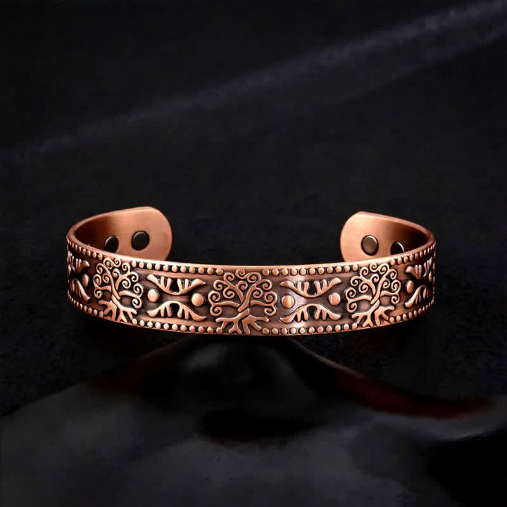 Bracciale rigido regolabile con magneti in rame e nodi celtici e albero della vita - Stile n. 2 - image 4