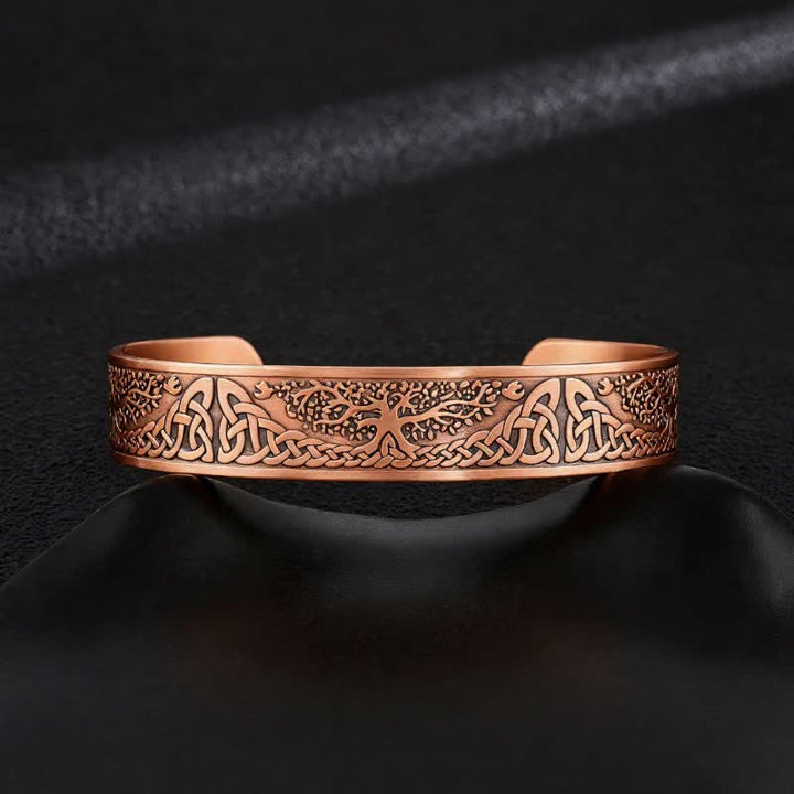 Bracciale rigido regolabile con magneti in rame e nodi celtici e albero della vita - Stile n. 18 - image 20