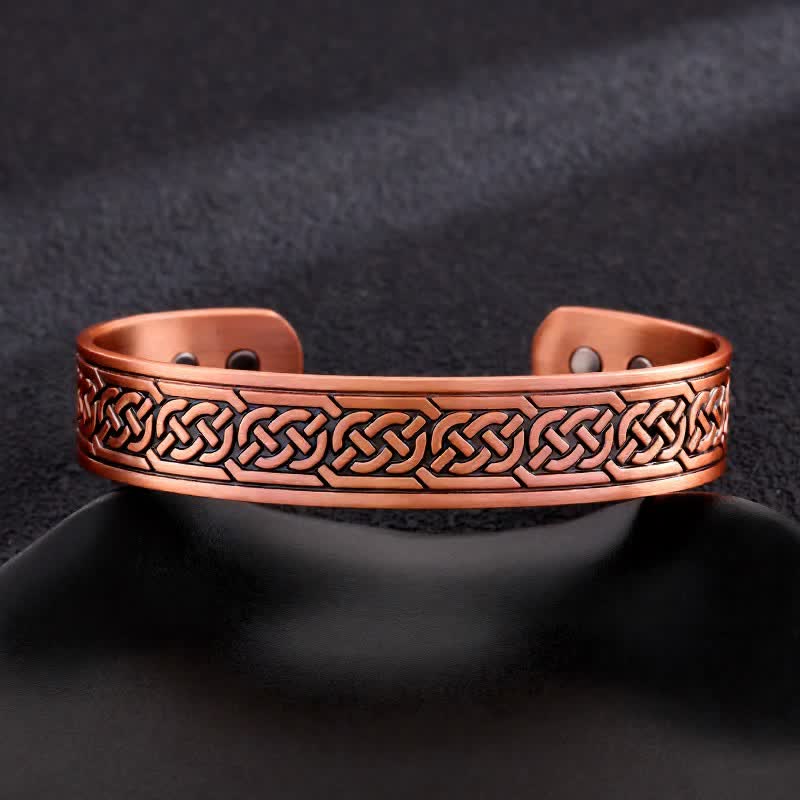 Bracciale rigido regolabile con magneti in rame e nodi celtici e albero della vita - Stile n. 6 - image 8