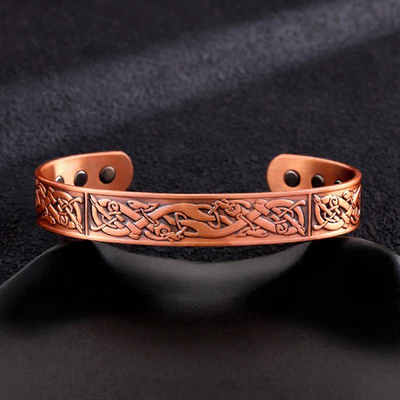 Bracciale rigido regolabile con magneti in rame e nodi celtici e albero della vita - Stile n. 10 - image 12