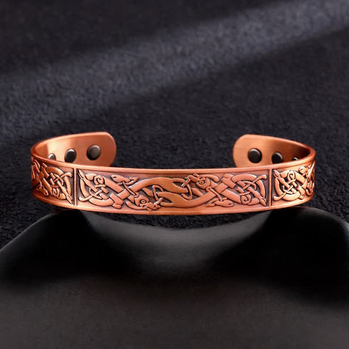 Bracciale rigido regolabile con magneti in rame e nodi celtici e albero della vita - Stile n. 10 - image 12