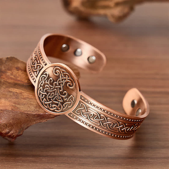 Bracciale rigido regolabile con magneti in rame e nodi celtici e albero della vita - image 2