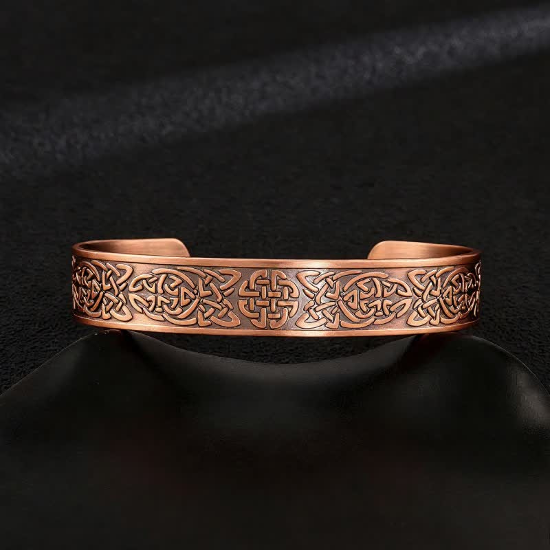 Bracciale rigido regolabile con magneti in rame e nodi celtici e albero della vita - Stile n. 12 - image 14