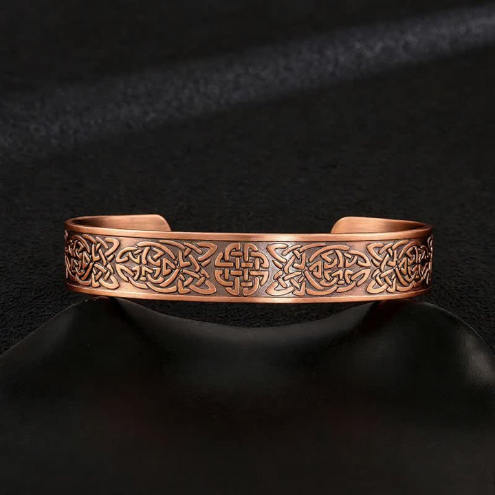 Bracciale rigido regolabile con magneti in rame e nodi celtici e albero della vita - Stile n. 12 - image 14