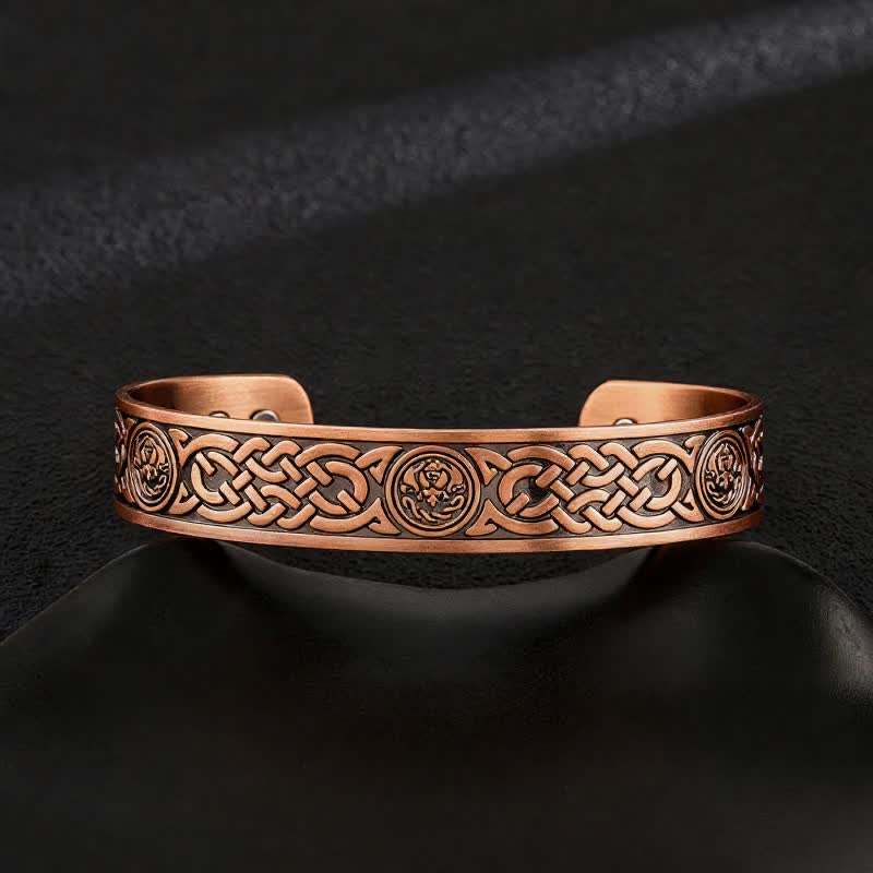 Bracciale rigido regolabile con magneti in rame e nodi celtici e albero della vita - Stile n. 14 - image 16