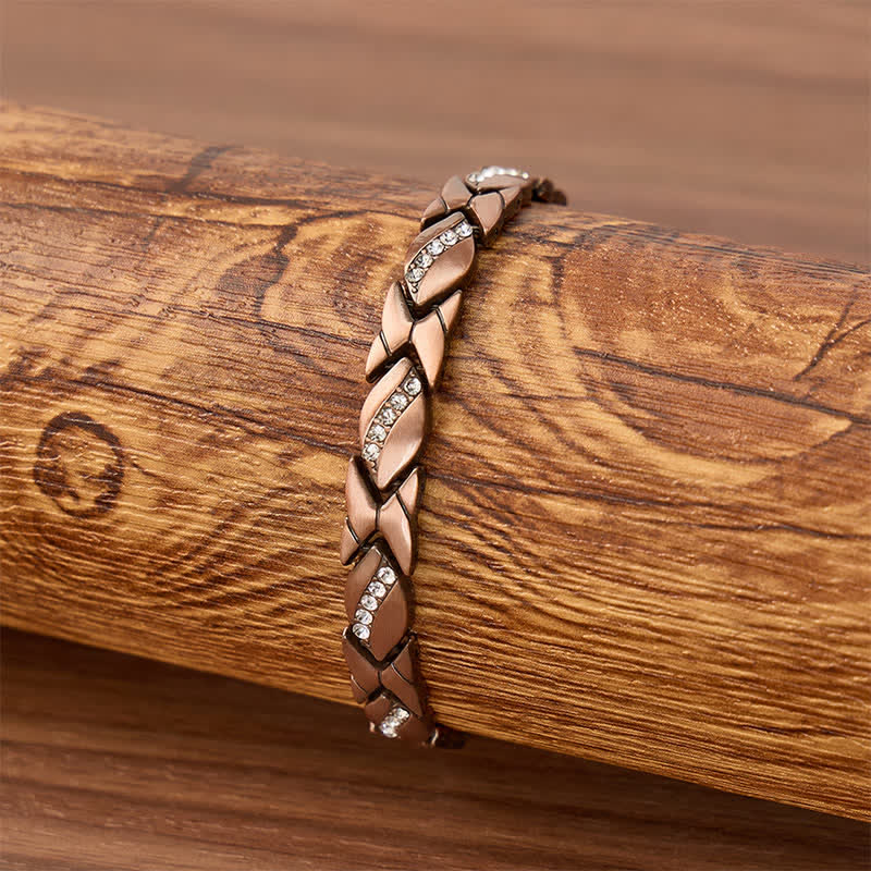 Bracciale magnetico in rame con foglia di cristallo e strumento per la rimozione delle maglie. - image 2