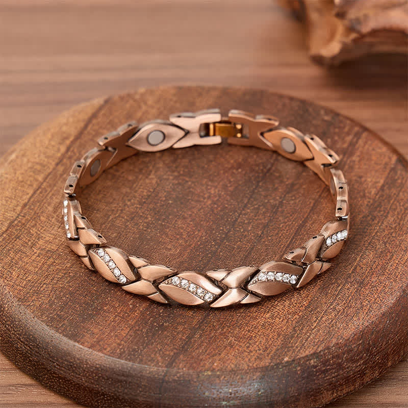 Bracciale magnetico in rame con foglia di cristallo e strumento per la rimozione delle maglie. - image 3