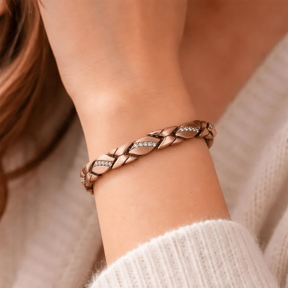 Bracciale magnetico in rame con foglia di cristallo e strumento per la rimozione delle maglie. - image 1