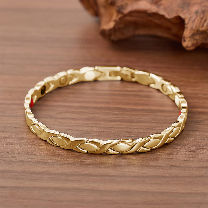 Bracciale magnetico dal design moderno a puzzle con strumento per la rimozione delle maglie. - Oro - image 7