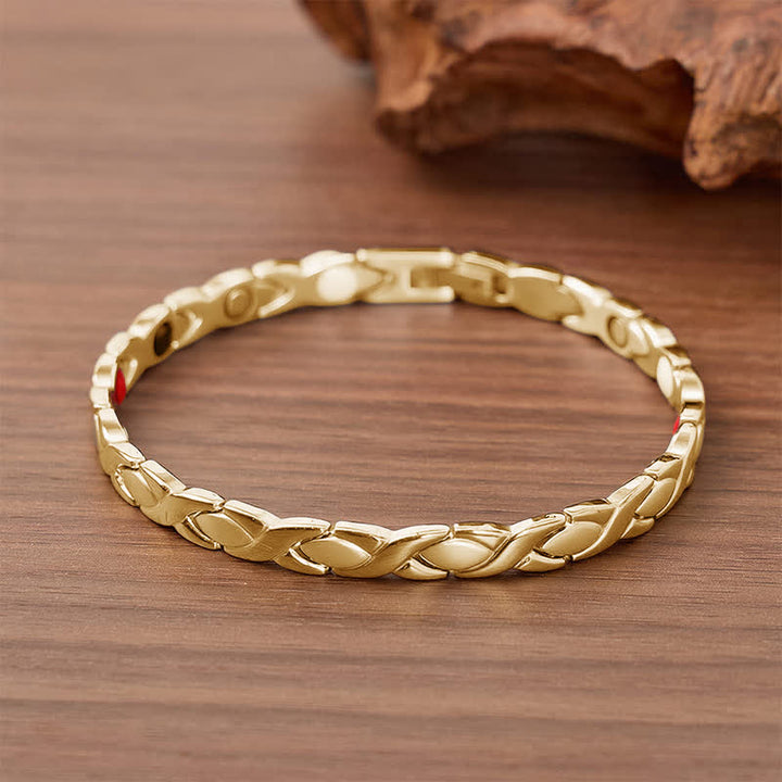Bracciale magnetico dal design moderno a puzzle con strumento per la rimozione delle maglie. - Oro - image 7