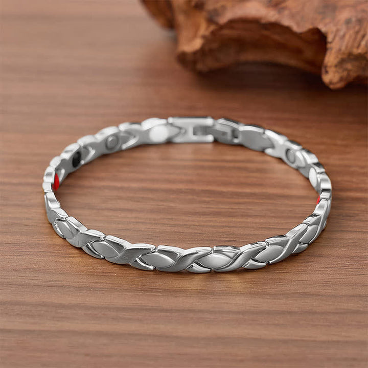Bracciale magnetico dal design moderno a puzzle con strumento per la rimozione delle maglie. - Argento - image 6