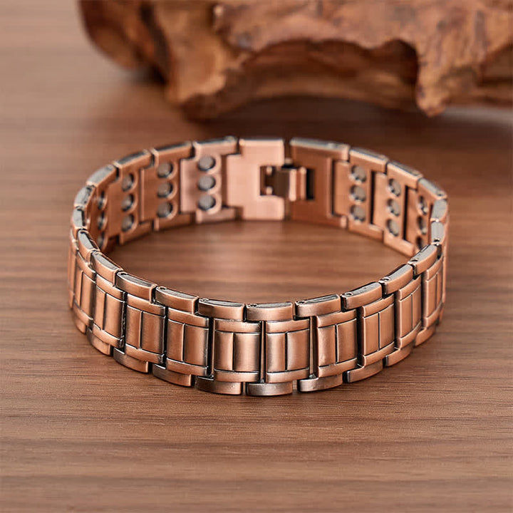 Bracciale vintage da lavoro con catena magnetica larga e strumento per la rimozione delle maglie - Bronzo Rosso - image 0
