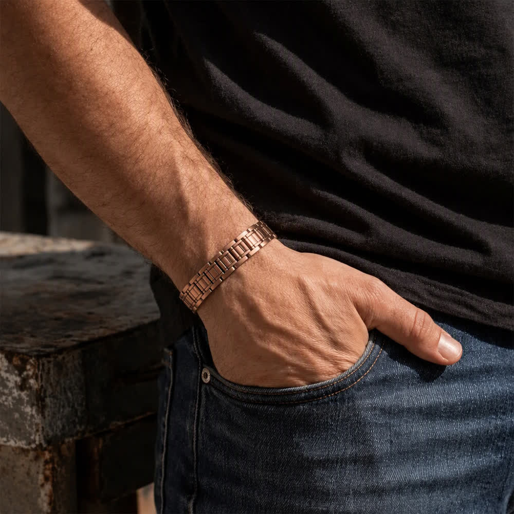 Bracciale vintage da lavoro con catena magnetica larga e strumento per la rimozione delle maglie - image 1