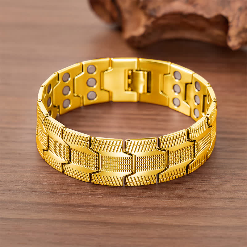 Bracciale vintage con catena magnetica a maglie a freccia e strumento per la rimozione delle maglie. - Oro - image 4