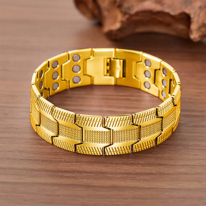 Bracciale vintage con catena magnetica a maglie a freccia e strumento per la rimozione delle maglie. - Oro - image 4