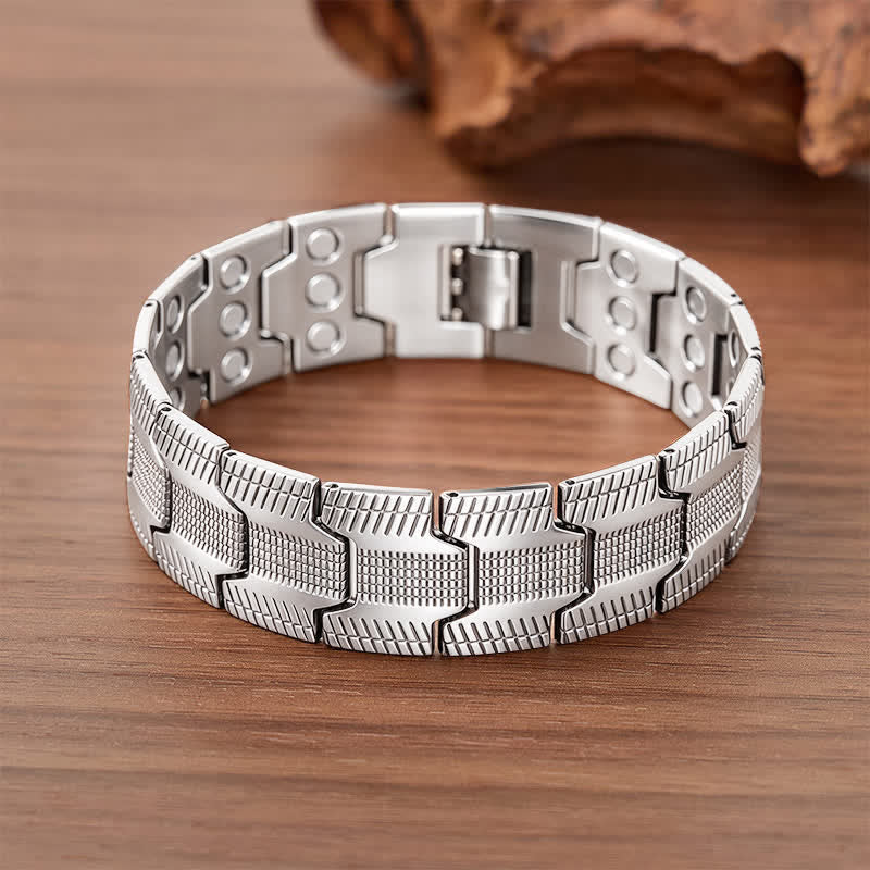 Bracciale vintage con catena magnetica a maglie a freccia e strumento per la rimozione delle maglie. - Argento - image 5