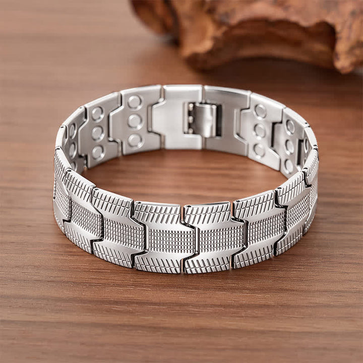 Bracciale vintage con catena magnetica a maglie a freccia e strumento per la rimozione delle maglie. - Argento - image 5