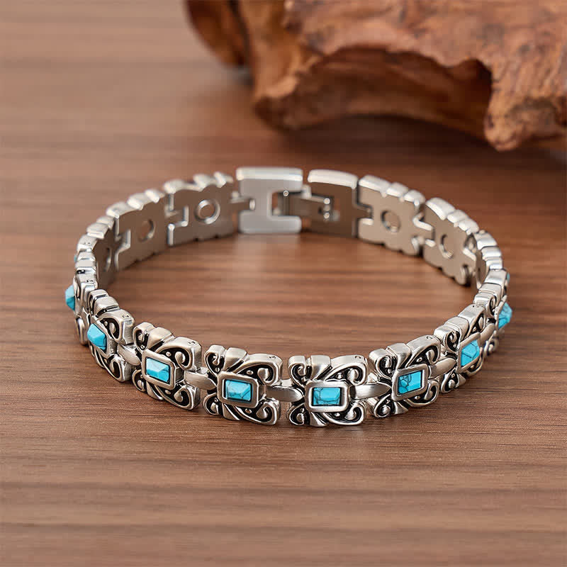 Bracciale con catena magnetica a farfalla turchese e strumento per la rimozione delle maglie. - Argento - image 0