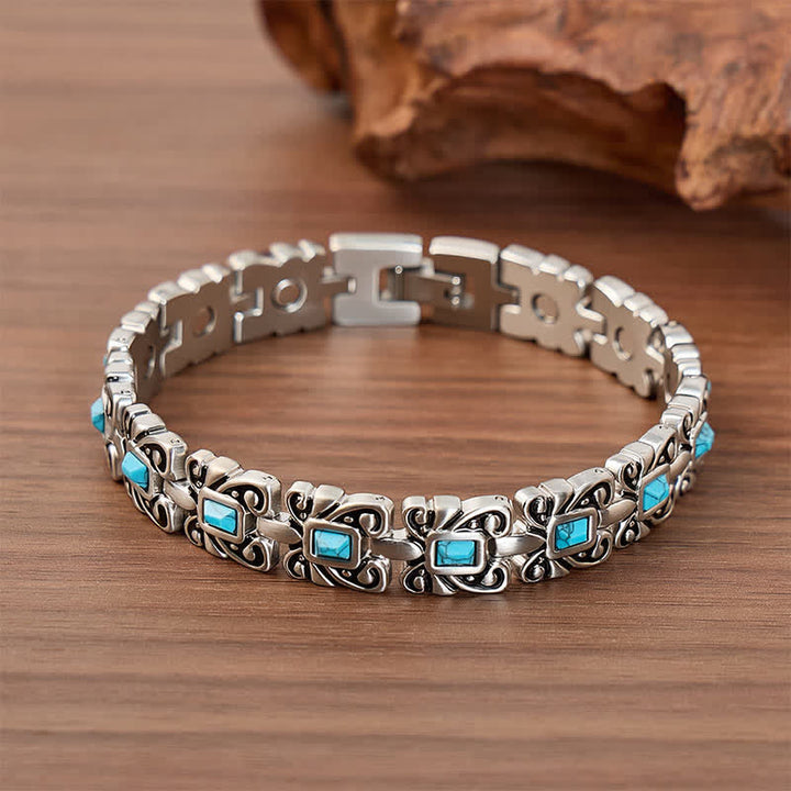 Bracciale con catena magnetica a farfalla turchese e strumento per la rimozione delle maglie. - Argento - image 0
