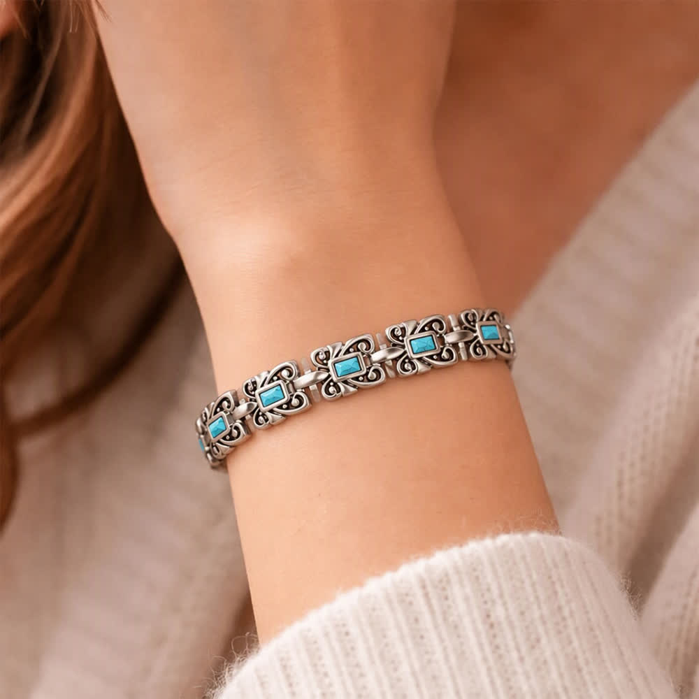 Bracciale con catena magnetica a farfalla turchese e strumento per la rimozione delle maglie. - image 1