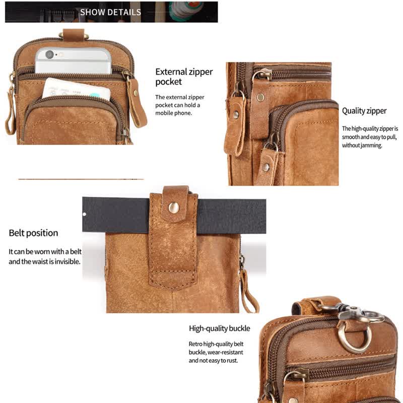 Borsa da cintura per il tempo libero, grande capienza, per il business e lo sport