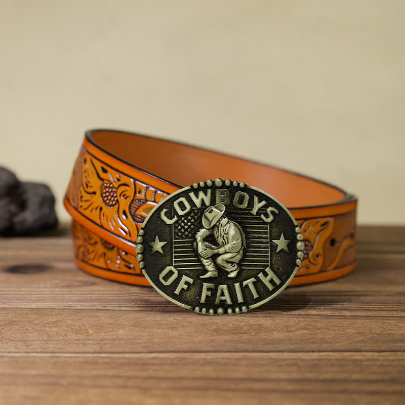 Cintura in pelle con fibbia "Cowboys Of Faith" fai da te da uomo