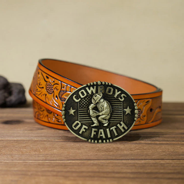 Cintura in pelle con fibbia "Cowboys Of Faith" fai da te da uomo