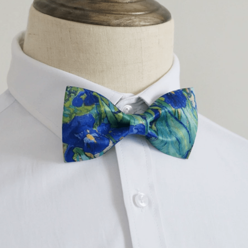 Papillon da uomo con stampa a olio creativo, motivo iris verde