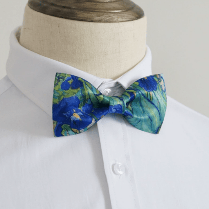 Papillon da uomo con stampa a olio creativo, motivo iris verde
