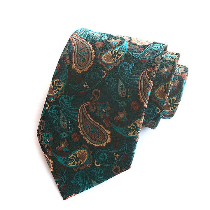Cravatta da uomo verde scuro con motivo Paisley Nostalgia