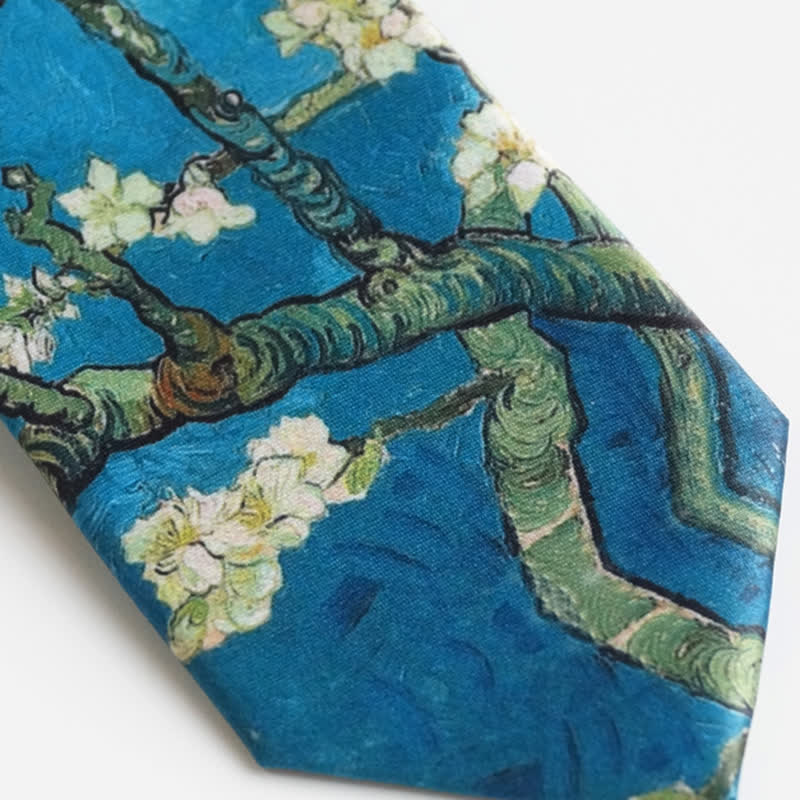 Cravatta da uomo con motivo albero di mandorlo in fiore