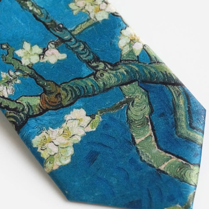 Cravatta da uomo con motivo albero di mandorlo in fiore
